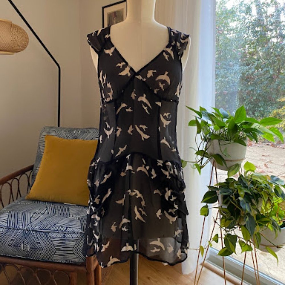 Kimchi Blue Sheer Bird Print Dress